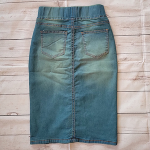 Button Front Vintage Wash Skirt