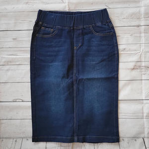 Elastic Waist Basic Denim Skirt