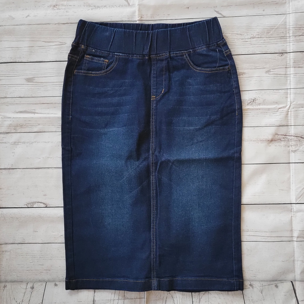 Denim skirt elastic waistband hot sale