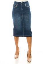 Load image into Gallery viewer, Patsy Embroidered Denim Skirt