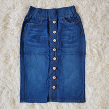 Load image into Gallery viewer, Button Front Indigo Wash Skirt