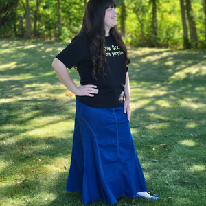 Long Flared Denim Skirt