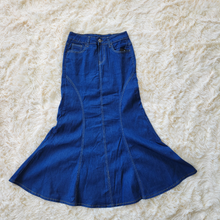 Load image into Gallery viewer, Long Flared Denim Skirt