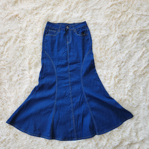 Long Flared Denim Skirt